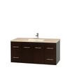 Centra 48 In. Single Vanity in Espresso with Ivory Marble Top with Square Sink and No Mirror