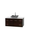 Centra 48 In. Single Vanity in Espresso with Solid SurfaceTop with Black Granite Sink and No Mirror