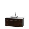 Centra 48 In. Single Vanity in Espresso with Solid SurfaceTop with White Carrera Sink and No Mirror