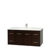 Centra 48 In. Single Vanity in Espresso with Solid SurfaceTop with Square Sink and No Mirror