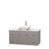 Centra 48 In. Single Vanity in Gray Oak with White Carrera Top with Bone Porcelain Sink and No Mirror