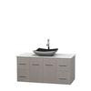 Centra 48 In. Single Vanity in Gray Oak with White Carrera Top with Black Granite Sink and No Mirror