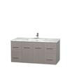 Centra 48 In. Single Vanity in Gray Oak with White Carrera Top with Square Sink and No Mirror
