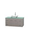 Centra 48 In. Single Vanity in Gray Oak with Green Glass Top with White Porcelain Sink and No Mirror