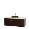 Centra 60 In. Single Vanity in Espresso with Ivory Marble Top with Black Granite Sink and No Mirror
