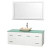 Centra 60 In. Single Vanity in White with Green Glass Top with Ivory Sink and 58 In. Mirror