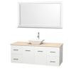 Centra 60 In. Single Vanity in White with Ivory Marble Top with White Porcelain Sink and 58 In. Mirror