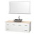 Centra 60 In. Single Vanity in White with Ivory Marble Top with Black Granite Sink and 58 In. Mirror