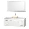 Centra 60 In. Single Vanity in White with Solid SurfaceTop with Bone Porcelain Sink and 58 In. Mirror
