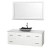 Centra 60 In. Single Vanity in White with Solid SurfaceTop with Black Granite Sink and 58 In. Mirror