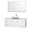 Centra 60 In. Single Vanity in White with Solid SurfaceTop with Ivory Sink and 58 In. Mirror