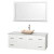 Centra 60 In. Single Vanity in White with Solid SurfaceTop with Ivory Sink and 58 In. Mirror