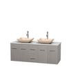 Centra 60 In. Double Vanity in Gray Oak with Solid SurfaceTop with Ivory Sinks and No Mirror