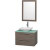 Amare 30 In. Single Grey Oak Bathroom Vanity, Green Glass Top, White Carrera Sink, 24 In. Mirror