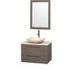 Amare 30 In. Single Grey Oak Bathroom Vanity, Solid SurfaceTop, Ivory Marble Sink, 24 In. Mirror