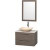 Amare 30 In. Single Grey Oak Bathroom Vanity, Solid SurfaceTop, Ivory Marble Sink, 24 In. Mirror