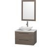 Amare 30 In. Single Grey Oak Bathroom Vanity, Solid SurfaceTop, White Carrera Sink, 24 In. Mirror