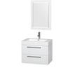 Amare 30 In. Single Glossy White Bathroom Vanity, Acrylic Resin Top, Integrated Sink, 24 In. Mirror
