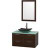 Amare 36 In. Single Espresso Bathroom Vanity, Green Glass Top, Black Granite Sink, 24 In. Mirror