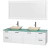 Amare 72 In. Double Bathroom Vanity in Glossy White, Green Glass Top, Ivory Marble Sinks, 70 In. Mirror