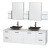 Amare 72 In. Double Bathroom Vanity in Glossy White, Solid SurfaceTop, Black Granite Sinks, Med Cabinet