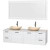 Amare 72 In. Double Bathroom Vanity in Glossy White, Solid SurfaceTop, Ivory Marble Sinks, 70 In. Mirror