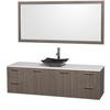 Amare 72 In. Single Grey Oak Bathroom Vanity, Solid SurfaceTop, Black Granite Sink, 70 In. Mirror
