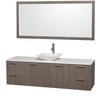 Amare 72 In. Single Grey Oak Bathroom Vanity, Solid SurfaceTop, White Carrera Sink, 70 In. Mirror