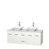 Centra 60 In. Double Vanity in White with Solid SurfaceTop with White Porcelain Sinks and No Mirror