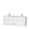 Centra 60 In. Double Vanity in White with Solid SurfaceTop with Square Sinks and No Mirror
