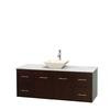 Centra 60 In. Single Vanity in Espresso with White Carrera Top with Bone Porcelain Sink and No Mirror