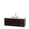 Centra 60 In. Single Vanity in Espresso with White Carrera Top with White Porcelain Sink and No Mirror