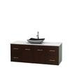 Centra 60 In. Single Vanity in Espresso with White Carrera Top with Black Granite Sink and No Mirror