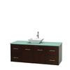 Centra 60 In. Single Vanity in Espresso with Green Glass Top with White Porcelain Sink and No Mirror