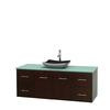 Centra 60 In. Single Vanity in Espresso with Green Glass Top with Black Granite Sink and No Mirror
