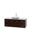 Centra 60 In. Single Vanity in Espresso with Solid SurfaceTop with White Carrera Sink and No Mirror