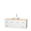 Centra 60 In. Single Vanity in White with Ivory Marble Top with White Porcelain Sink and No Mirror