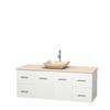 Centra 60 In. Single Vanity in White with Ivory Marble Top with Ivory Sink and No Mirror