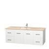 Centra 60 In. Single Vanity in White with Ivory Marble Top with Square Sink and No Mirror