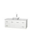 Centra 60 In. Single Vanity in White with Solid SurfaceTop with White Porcelain Sink and No Mirror