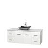 Centra 60 In. Single Vanity in White with Solid SurfaceTop with Black Granite Sink and No Mirror