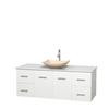 Centra(60 In. Siogle Vanity in White with Solid SurfaceTop with Ivory Sink and No Mirror
