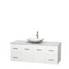 Centra 60 In. Single Vanity in White with Solid SurfaceTop with White Carrera Sink and No Mirror