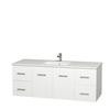 Centra 60 In. Single Vanity in White with Solid SurfaceTop with Square Sink and No Mirror