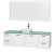 Amare 72 In. Single Glossy White Bathroom Vanity, Green Glass Top, White Sink, 70 In. Mirror