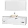 Amare 72 In. Single Glossy White Bathroom Vanity, Solid SurfaceTop, Ivory Marble Sink, 70 In. Mirror