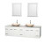 Centra 80 In. Double Vanity in White with White Carrera Top with Ivory Sinks and 24 In. Mirrors
