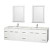 Centra 80 In. Double Vanity in White with White Carrera Top with Square Sink and 24 In. Mirror