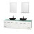 Centra 80 In. Double Vanity in White with Green Glass Top with Black Granite Sinks and 24 In. Mirrors
