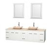 Centra 80 In. Double Vanity in White with Ivory Marble Top with Ivory Sinks and 24 In. Mirrors